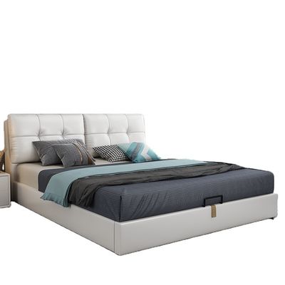 kaufen Ledernes weißes Luxusbett moderner weicher Art Hotel Room Bed online manufacture