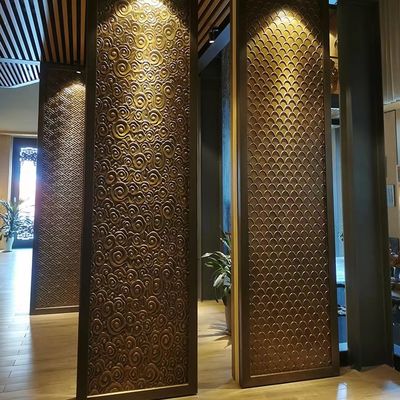 kaufen Luxusedelstahl-Schirm-Titanhotel-Lobby-Aluminiumraum-Teiler-Schirm online manufacture