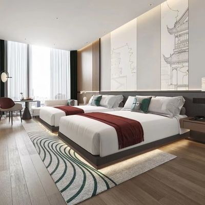 kaufen Moderne Hotel-Schlafzimmer-Luxusmöbel stellen Sperrholz des Walnuss-Furnier-Blattbett-E1 besonders angefertigt ein online manufacture