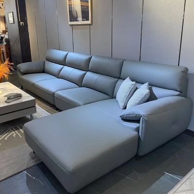 kaufen Biegungs-Schwamm kundenspezifischer Sofa Bed Blue Leather 3.25m für Hotel-Haus online manufacture