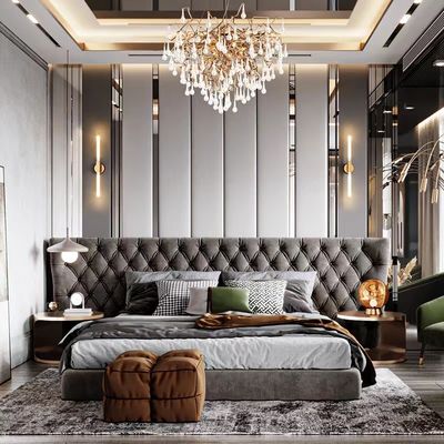 kaufen Fünf-Sternehotel-Schlafzimmer-Möbel-Doppelt-Schwarz-Gitter-festes Holz-König Size Bed online manufacture