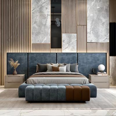 kaufen Kundenspezifische Hotel-Schlafzimmer-Möbel-königlicher Samt-Gewebe-König Size Bed online manufacture