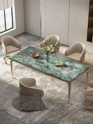 Guter Preis Italienische Hotel-Restaurantmöbel Rechteckiger Natürlicher Marmor Edelstahl Metall Esstisch online