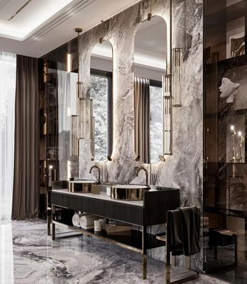 Felsen-Platten-Luxushotel-Möbel-keramisches nahtloses integriertes Badezimmer-Becken-Kabinett