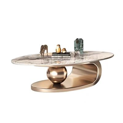 Höhlen Sie heraus Marmorcouchtisch-Edelstahl-Wohnzimmer-Couchtisch aus