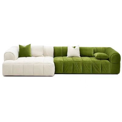 Doppeltes mit Seiten versehenes Gewebe bereifte Retro- Samt Sofa Square Combination
