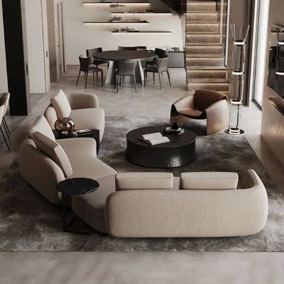 Geformtes gebogenes unbedeutende Hotel-Lobby-Möbel-Leinenschnittsofa