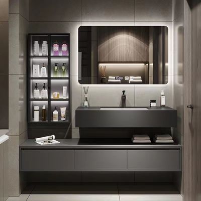 Moderne Hotelzimmer-Kabinette schaukeln Platten-Waschbecken integrierten Badezimmer-Einheiten