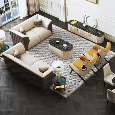 Moderner lederner LuxusSofa Set Couch Living Room Sofa Hotel Villa