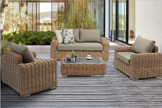 Moderner Luxusmöbel-Satz-Hotel-Garten-im Freien Weidenrattan Sofa Set