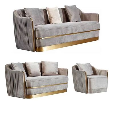 Guter Preis Nordischer heller Luxushotel-Lobby-Möbel-Samt-Edelstahl-Postmodern Ausstellungsraum-Sofa online