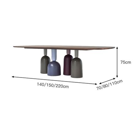 Kundengebundene Walnuss-Farbmetallfuß-Speisetisch-rechteckige Form