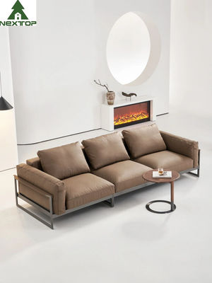 Lebende lederne Sitzer weicher stützender Sofa Metal Frame des Brown-Hotelzimmer-Sofa-3