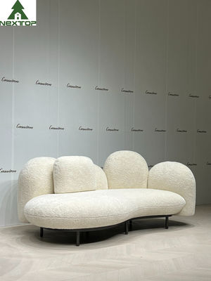 Geformte Sitzweißes Plüsch-Sofa For Hotel Room Home-Landhaus des Gewebe-Samt-3