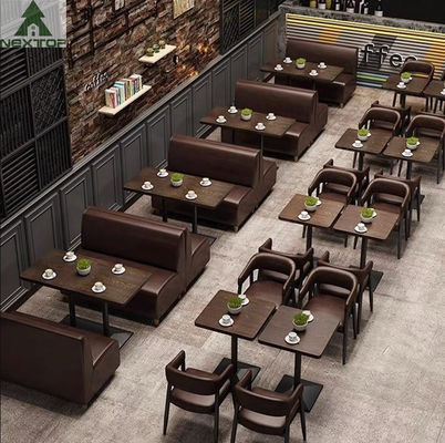 Weinlese-Restaurant-ledernes Stand-Sofa Chair Table Set For-Kaffeestube-Café-Bar-Hotel