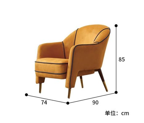 Europäische Hotel-Lobby-Möbel-bereifte Retro- einzelnes Lehnsessel-Metall Samt faulen Sofa Chair