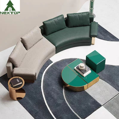 Spitzenhotel-Lobby-Möbel-Aufnahme-Kombination Sofa Set Leather Curved