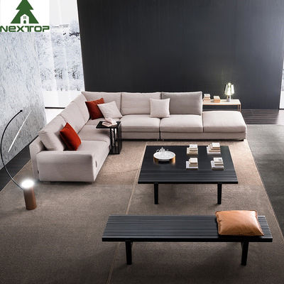 Modernes festes hölzernes Rahmen-Gewebe L-förmiger Sofa Awaiting Area Negotiation Set