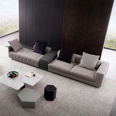Soem-Hotel-Lobby-Möbel modularer Sofa Set Leather Fabric Straight Sofa Living Room
