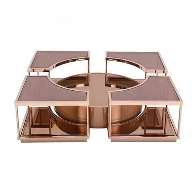 OEM Moderne Glas Kaffeetafel Spiegel Rose Gold Zentrum Tisch Für Lobby Home Villa