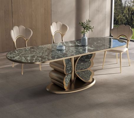 Guter Preis Modische Hotel-Restaurantmöbel Marmor Schmetterlingsform Metallbasis Esstisch online