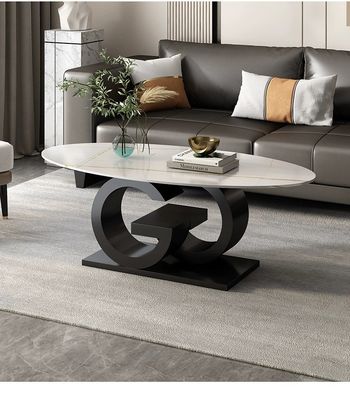 Minimalischer italienischer Kreativ-Oval-Marmor-Top-Tisch