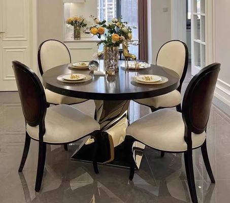 Guter Preis High-End Rotmassivholz Tischoberfläche Edelstahlbasis Runder Esstisch online