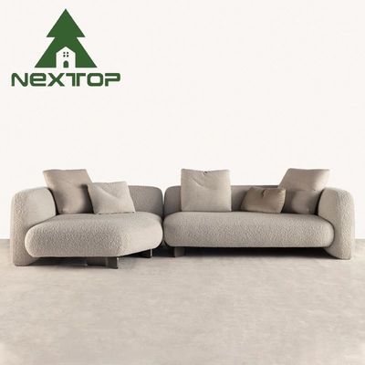 Modernes Sofa Cream Style Casual Lobby Rezeption Sofa Set Baumwollgewebe
