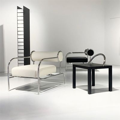 Moderne Stuhl Mittelalterlicher Minimalist Freizeitstuhl Edelstahlrahmen