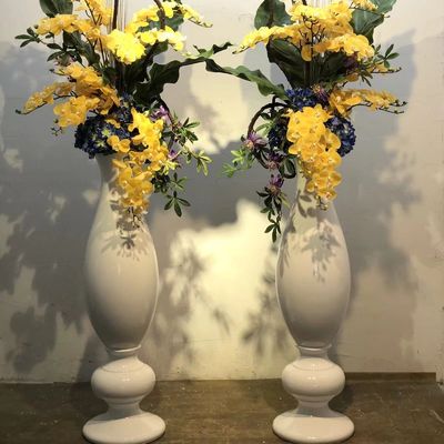 Hochwertige Hotel Lobby Fußboden Vase Weiße Glasfaser Hochdekorativ