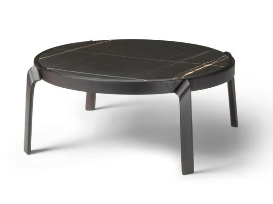Premium-Interior-Kaffeetafel mit Marmor-Ober-Kürbeln und Walnuss-Rahmenbeinen