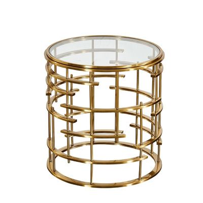 Goldmetall Ecktisch Sofa Seitentisch Runder Glastisch Oberbett Betttisch