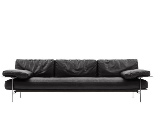 Leichtes Luxus-Minimalismus-Mehrsitzer-Schwarzes Hotelzimmer Ledersofa mit Metallrahmen