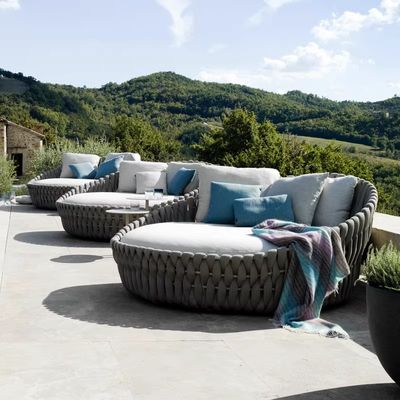 Luxus-Hotel Außen Rattan Rundbett Alfresco Liegestuhl Sofa