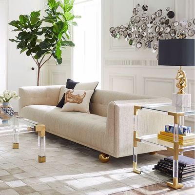 Hotelgewebe Leder 3-Sitzer-Sofa kundenspezifische Luxus-Hotelmöbel