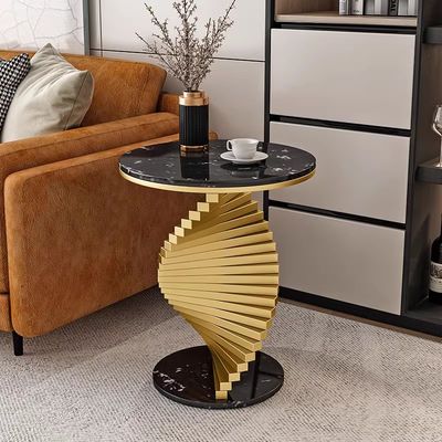 Schwarzgold Marmor Kaffeetisch Gelegenheitsmetall Nebentisch Hotel Büro Verwendung