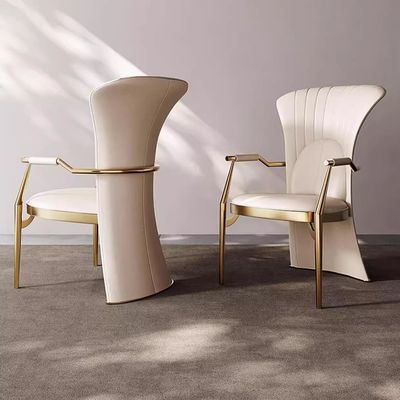 Leicht Luxus Premium Ledersessel Edelstahl Moderne minimalistische Esszessel